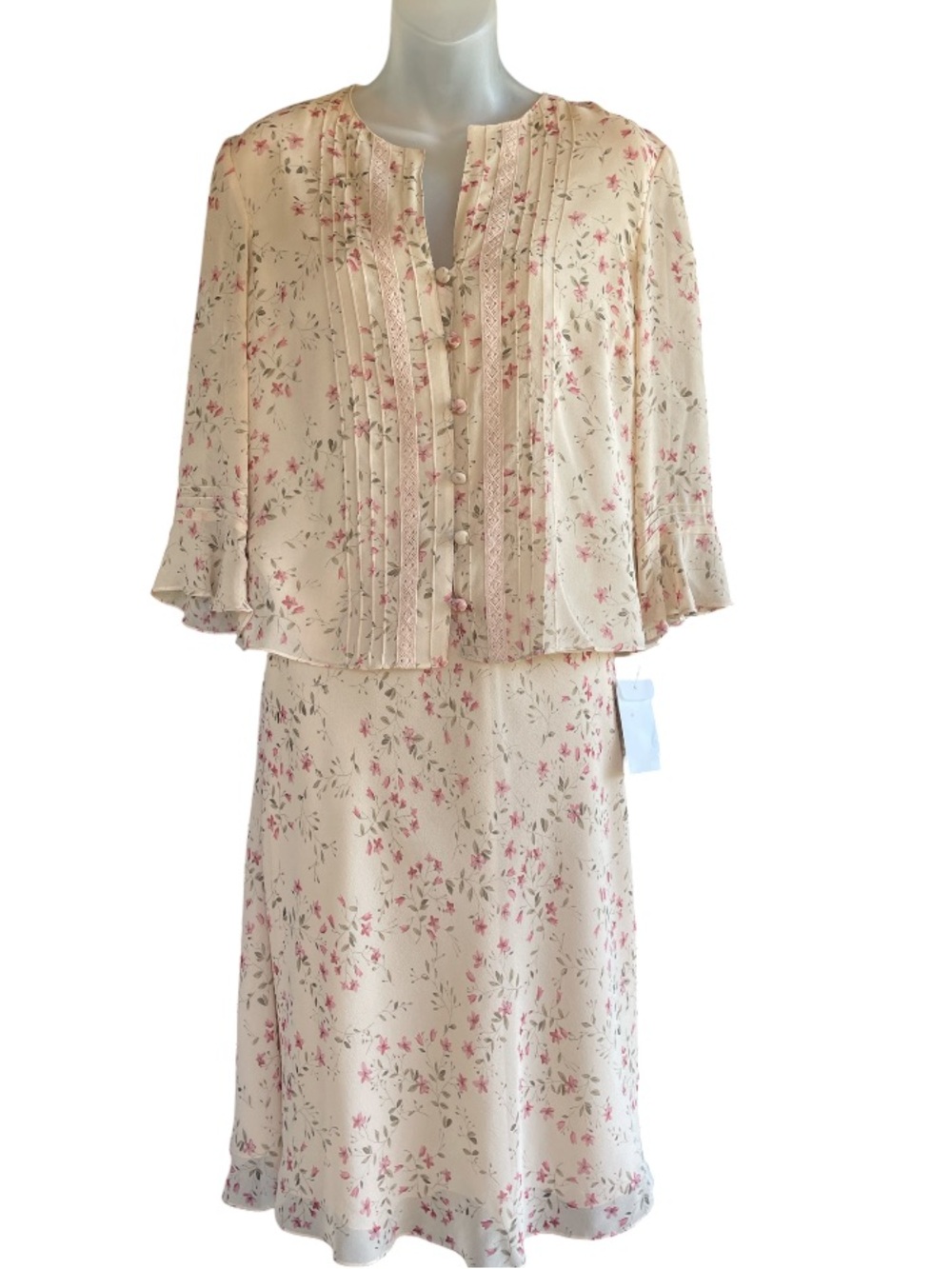 David Warren New York Silk Floral skirt and top Set cottage core romantic size 8